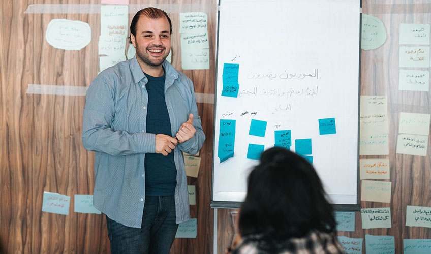 One of the Aswat Faeela workshops that focused on developing social leadership skills of Syrian youth and youth from their host communities