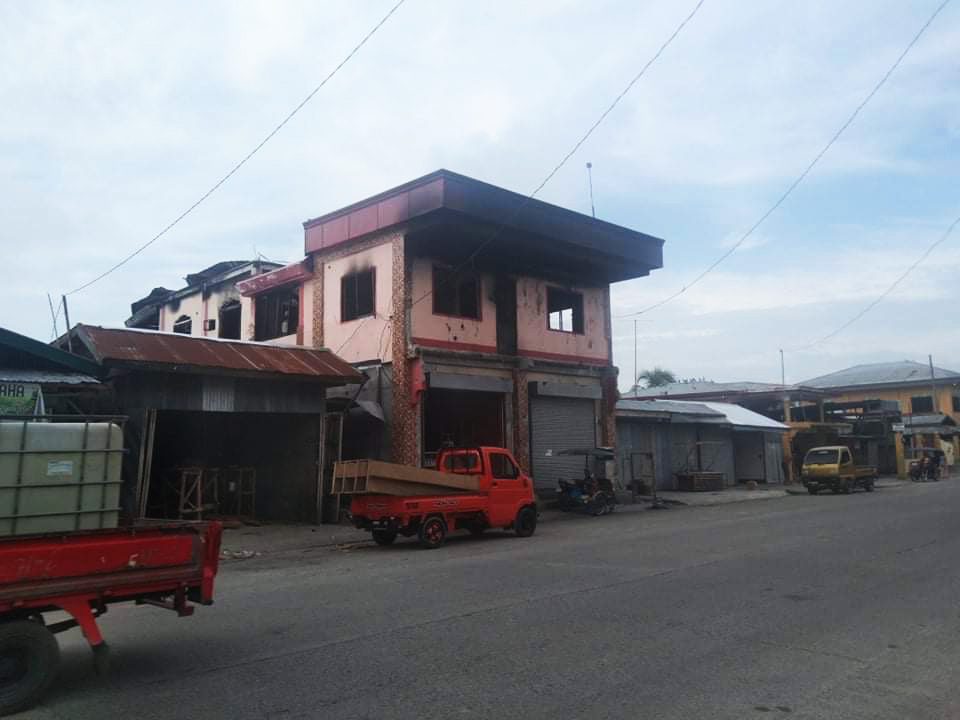 A clinic burned in a clash between the Philippine military and Bangsamoro Islamic Freedom Fighters in Maguindanao