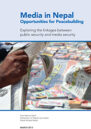 Front cover with photo of people looking at newspapers