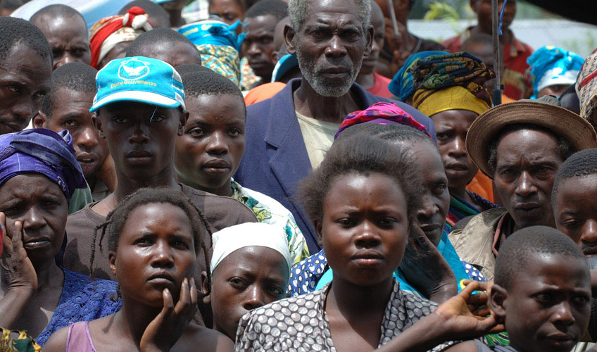 A crowd of people. 