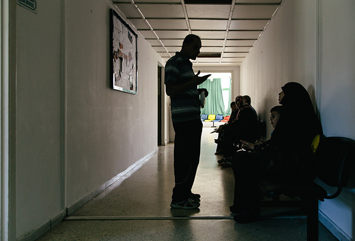 People in a health centre waiting room in Lebanon