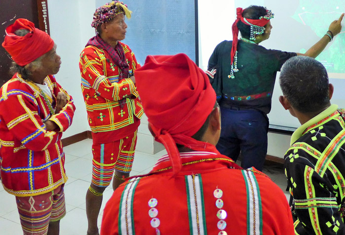 Indigenous tribe members in southern Philippines map out their ancestral land.