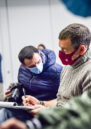 Journalists at a press conference in Kyiv, Ukraine.
