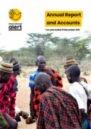 Annual Report cover showing elders engaging in dialogue over grievances arising from oil operations in Turkana county, Kenya