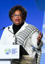 Mia Mottley, Prime Minister of Barbados, gives an impassioned call for strong climate action at the opening ceremony of COP26 in Glasgow in 2021.