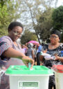 A woman casts her vote during Nigeria's 2019 presidential election.