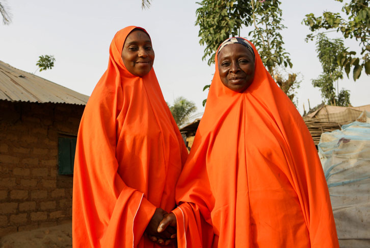 Hadiza and Hauwa stand together in Dangoma, Kaduna state, Nigeria