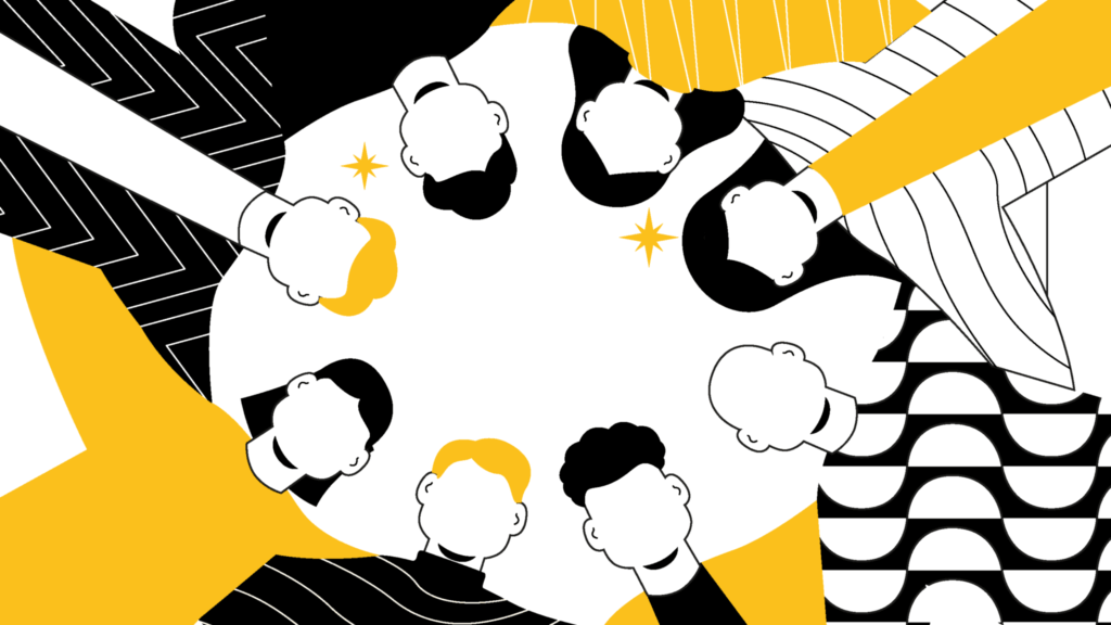 social cohesion toolkit cover featuring graphic silhouettes of adolescents standing in a circle shoulder to shoulder
