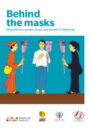 Front cover with drawing of three men holding masks in front of their faces.