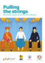 Front cover, with drawing of three seated men looking like string puppets.