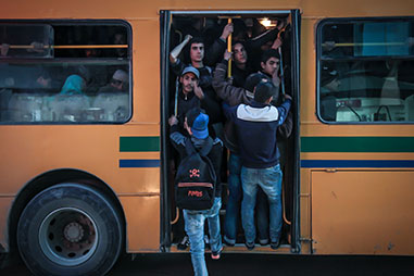 A packed bus in Tunisia. Photo by Callum Francis Hugh