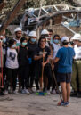 A group of volunteers have a meeting