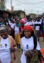 Image shows a group of women participating in a peace walk