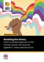 Breaking the Binary report cover that shows a rainbow held in a hand and text that reads: Breaking the binary: LGBT+ inclusive approach to the women, peace and security agency in Nepal and Myanmar.